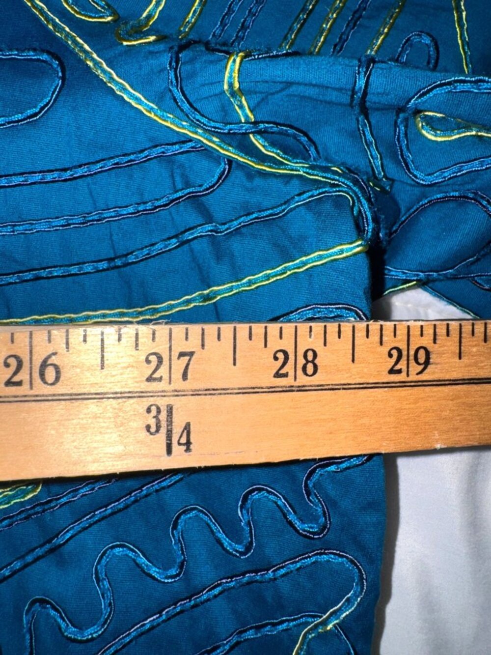 Catherines Womens 3X Blue Embroidered Cotton Blend Jacket Top With Abstract Desi - Picture 9 of 9